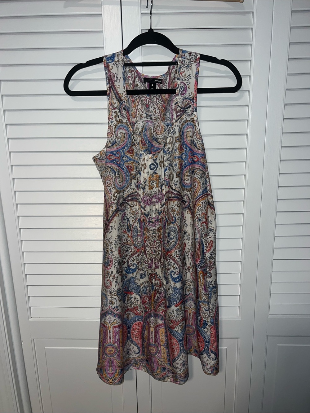 Aqua Paisley Midi Dress in Cream with Multicolor Print